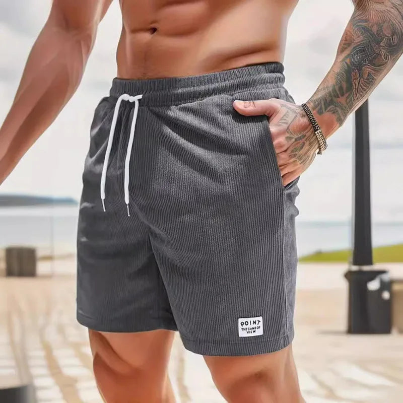 Men's Corduroy Shorts Summer Casual Sports Pants Minimalist Streetwear Elastic Waist Quick Dry Outdoor Shorts