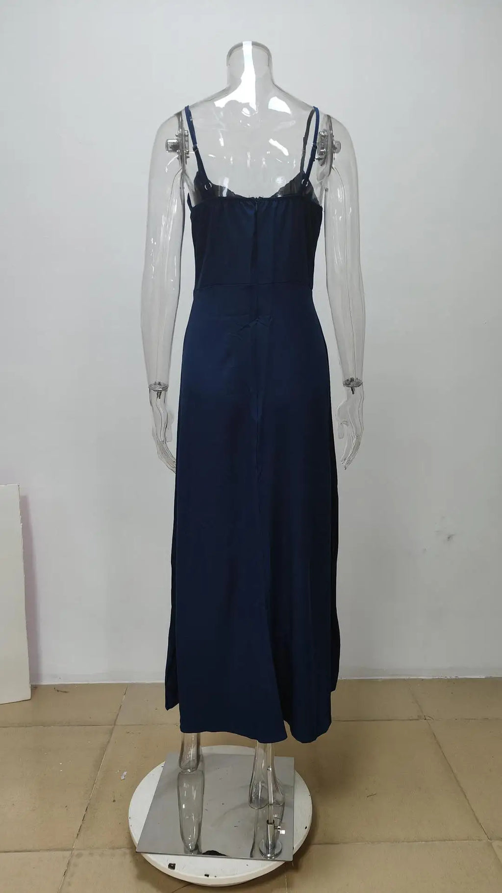 Elegant Strappy Sexy Backless Maxi Dress Women's Summer Fashion Solid Round Neck Pleated Waist Slim Evening Dress Long Dresses