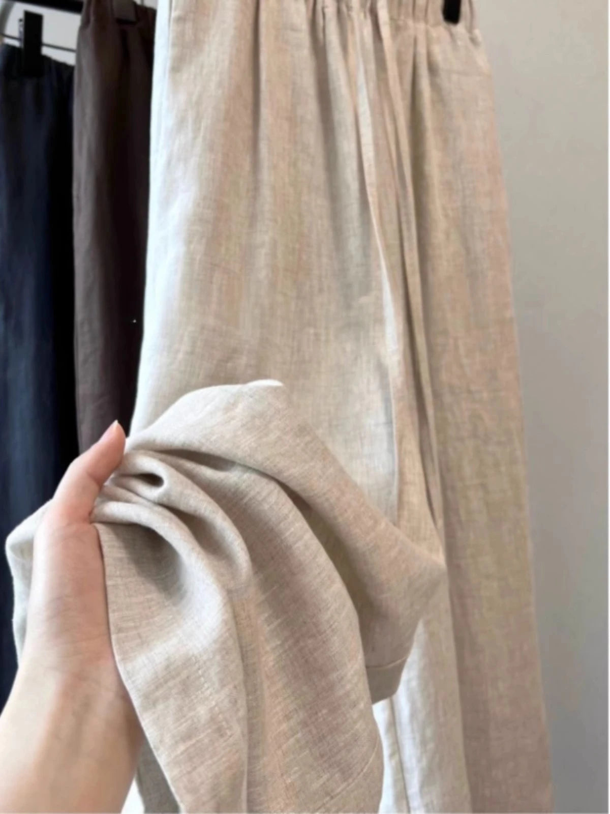 High Waist Cotton Linen Women Wide Leg Pants 2025 Summer Thin Loose Casual Pants Harajuku Solid All Match Straight Trousers