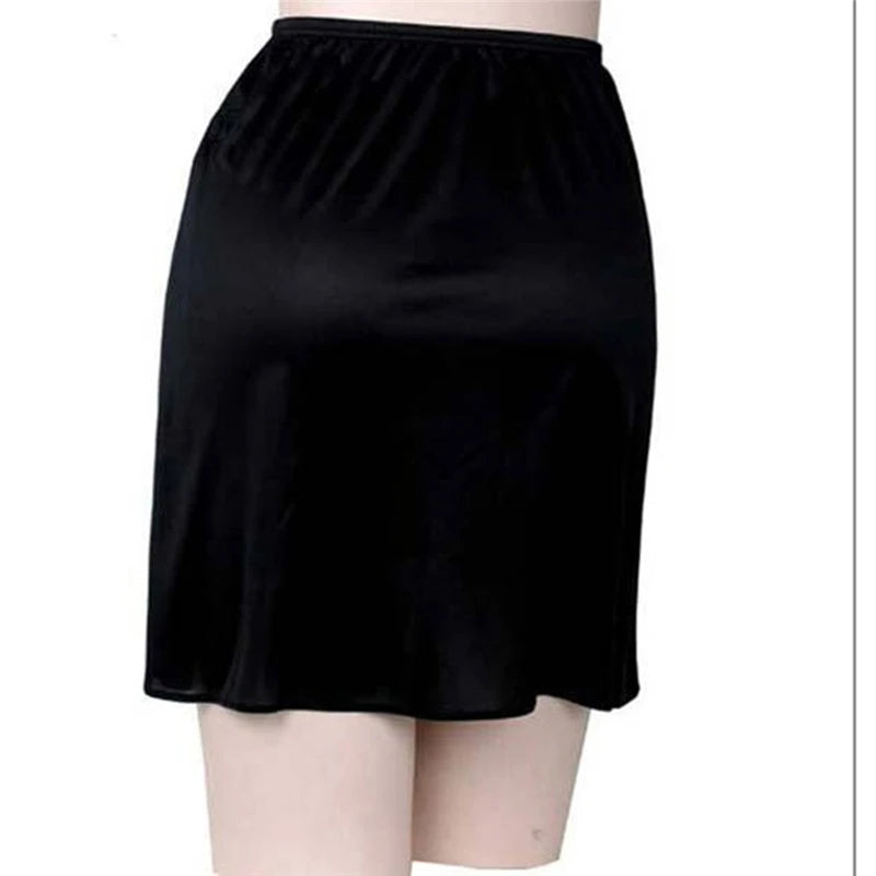 Satin Underskirt Half Slips Dress for Women Summer Thin Ice Silk High Waist Elastic Anti-Penetrating Underskirt Lining Petticoat