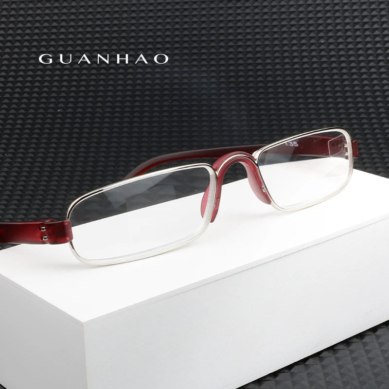 Guanhao Transparent Optical Men Reading Glasses Clear Women Presbyopia Hyperopia Reading Glasses Frame Alloy Ultralight HD View