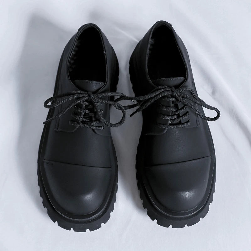 New Shoes Thick Sole Japan Korean Streetwear Casual Leather Shoes For Man Business Fashion Vintage Hipster Wedding Leather Shoe