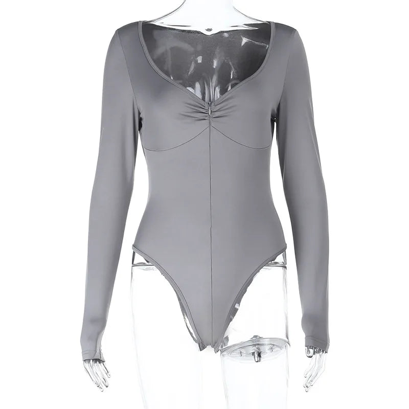 Bodysuit Double Ziper Womens Irregular Unique Detail Support Comfort Breathable Soft Tight-Fitting Fitted Base Tight Simple Sexy