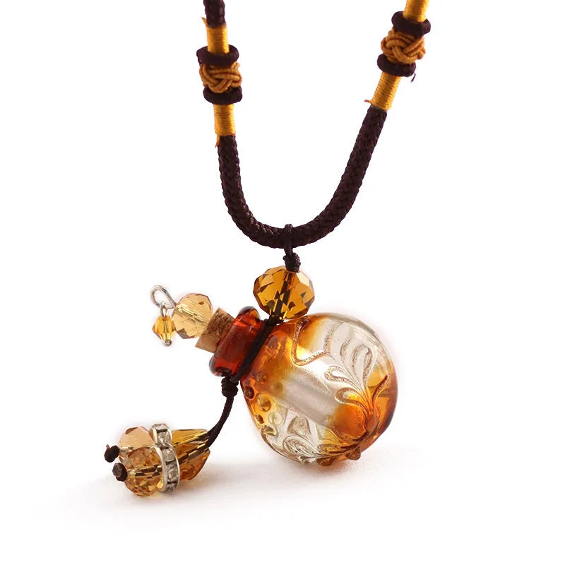 Baroque Aromatherapy Essential Oil Bottle Geometric Pendants Glazed Women Fashion Fried Dough Twists Chain Necklace Jewelry