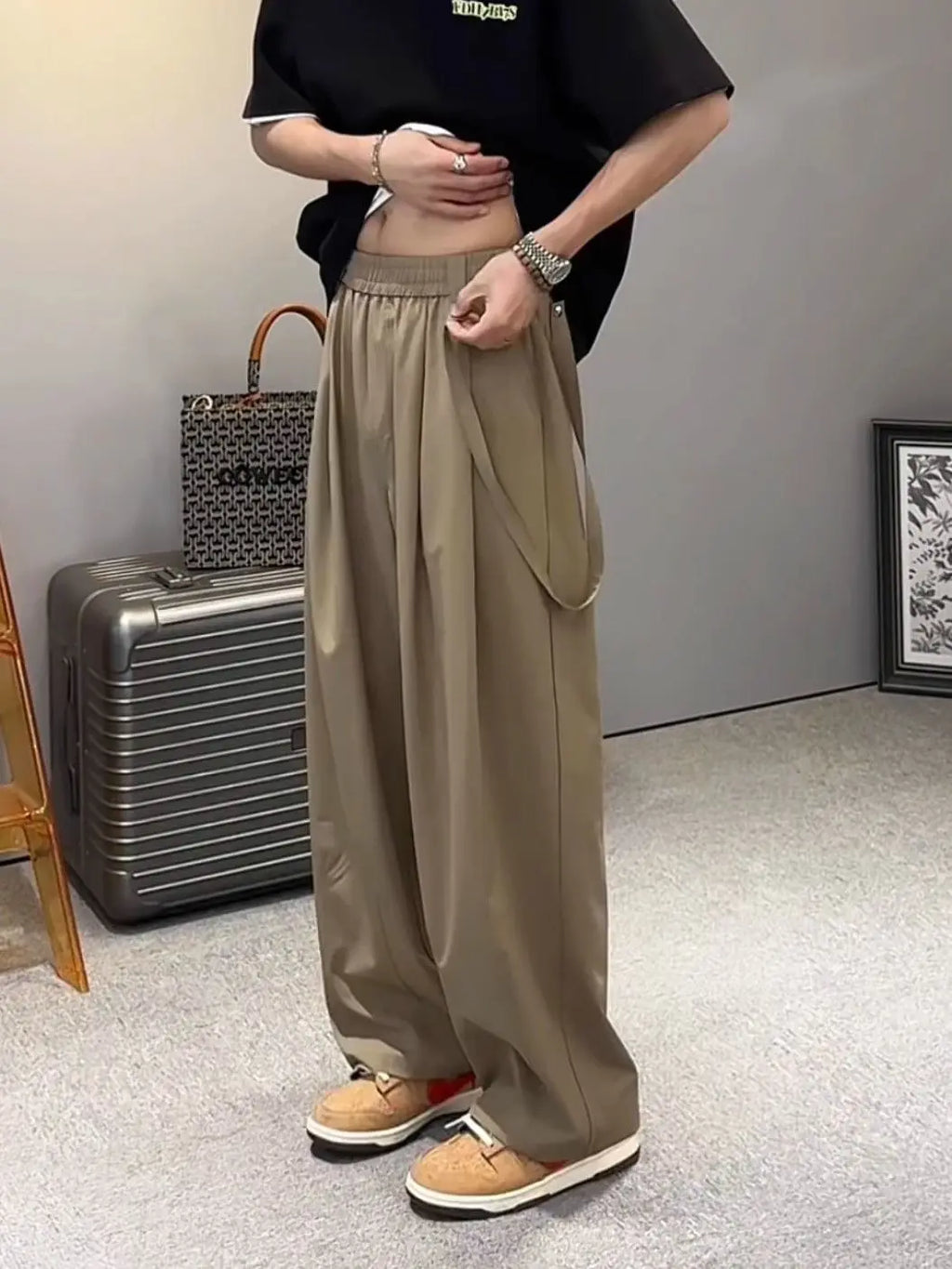 Men's Trendy Casual Trousers New Thin Style Summer Simple Drapey Versatile Trousers Loose