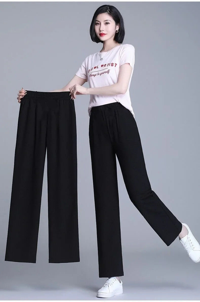 Trousers Womens Striped Knit Trousers High Waist Urban Look Everyday Spring Casual Pants Chic Comfort Fashion Streetwear 2025