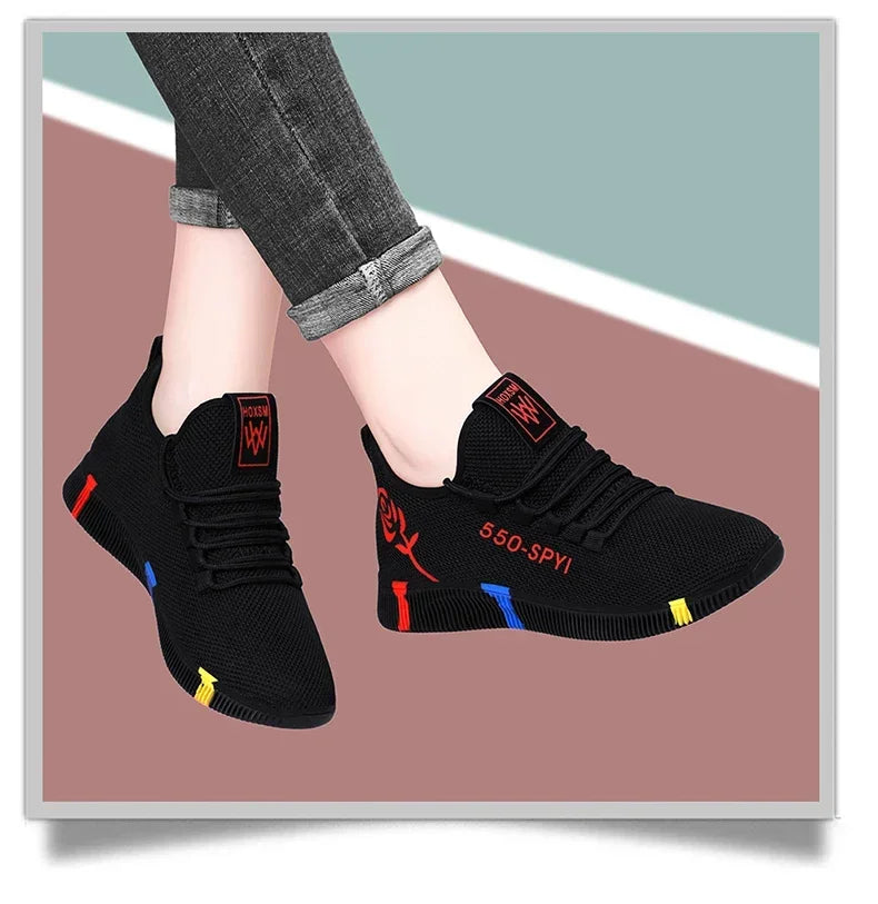 Tenis Feminino 2026 Women's Woven Shoes Air Mesh Light Soft Sneakers Female Flats Platform Lace Up Casual Shoes Basket Femme
