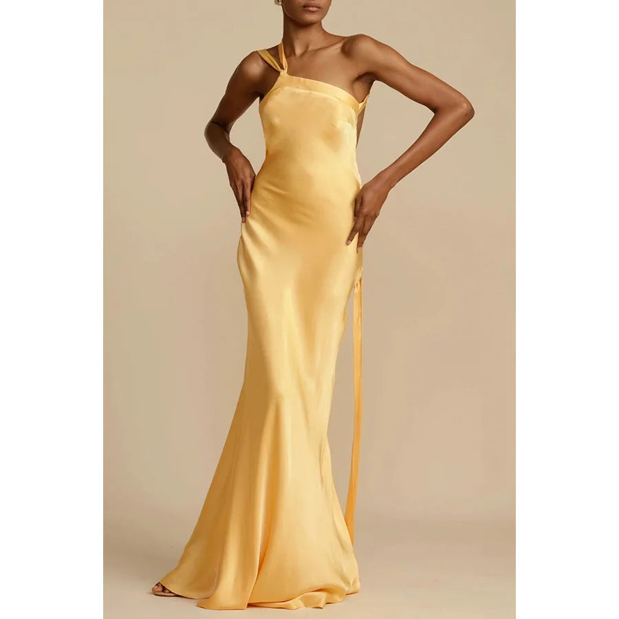 2026 Sexy Backless Maxi Dress Women's Solid Sleeveless Skew Collar Off-shoulder Elegant Party Evening Dresses for Ladies Vestido