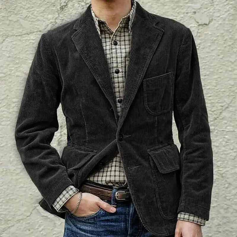 Corduroy Men's Casual Blazer  New Fashion Male's Fit Slim Jackets Black Brown Solid Coats Men Outwear Suit Vetement Homme