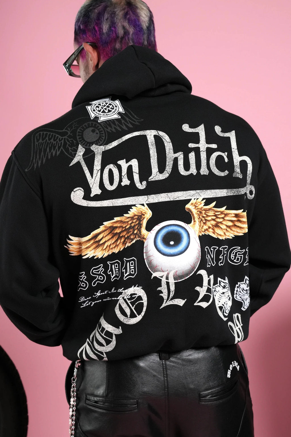 NEW Men Oversized Hoodies Eye Wings Wolves Print Vintage Heavyweight Pullover Streetwear Gothic Loose Hip Hop Hooded Sweatshirts