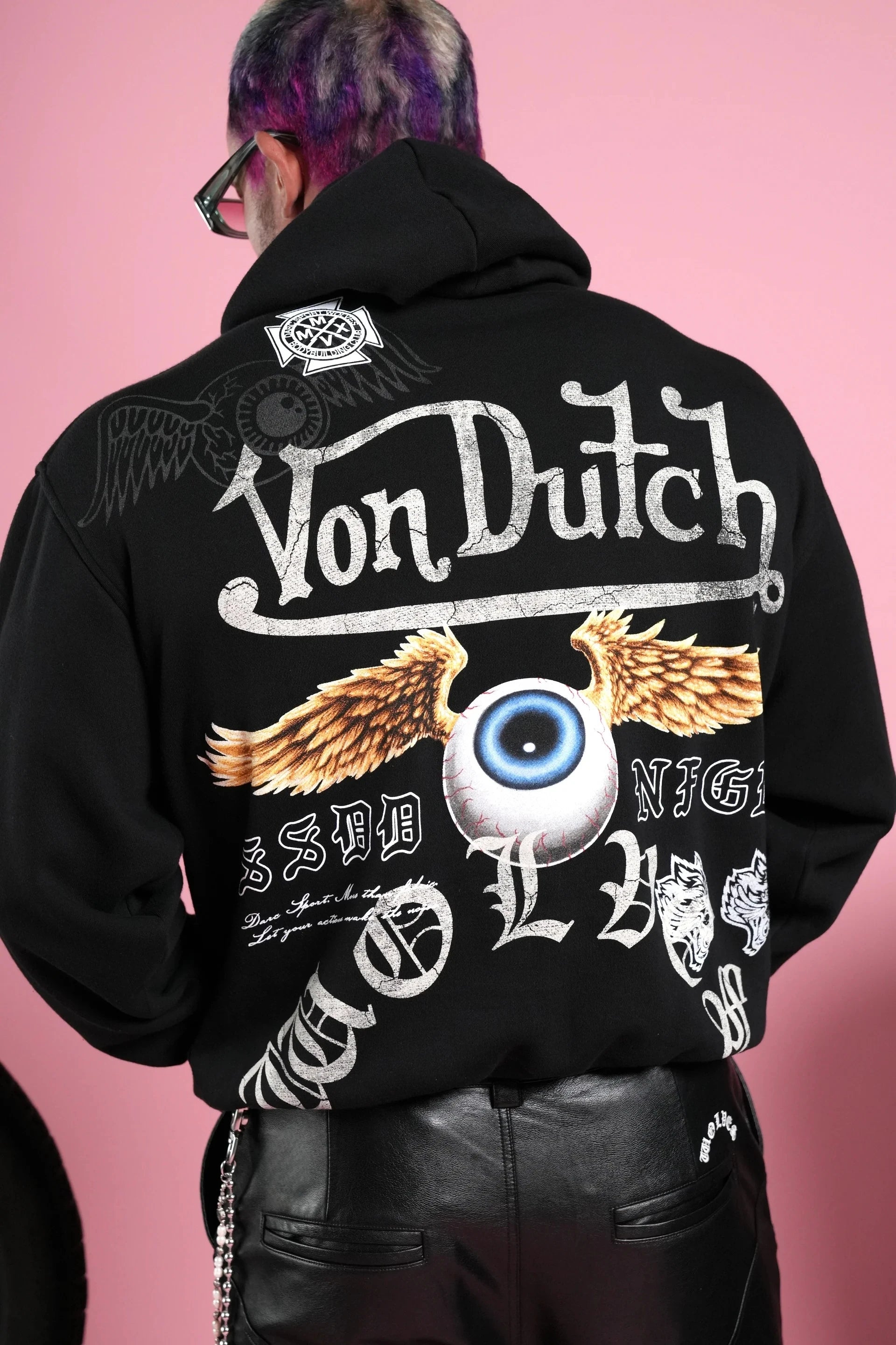 NEW Men Oversized Hoodies Eye Wings Wolves Print Vintage Heavyweight Pullover Streetwear Gothic Loose Hip Hop Hooded Sweatshirts