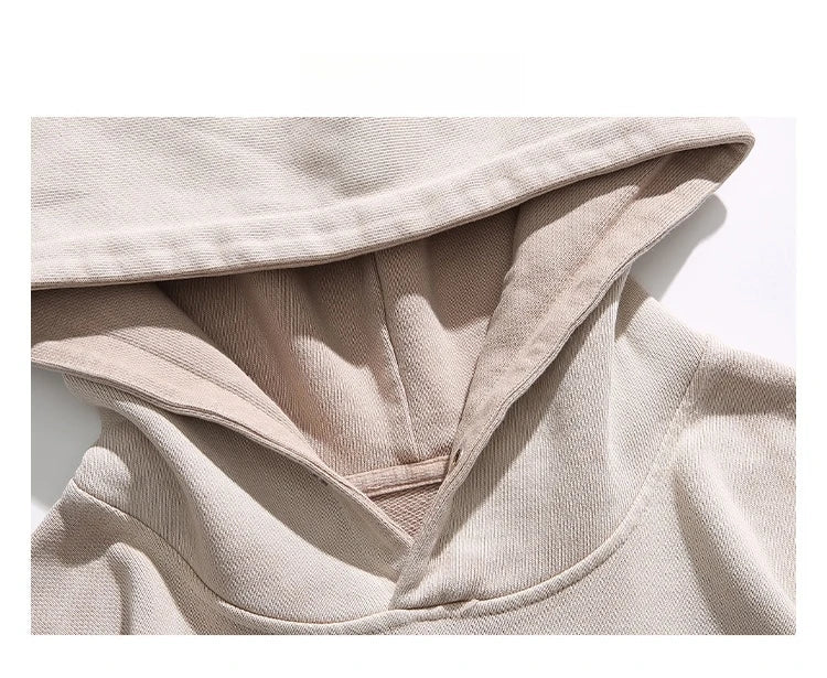 Mens Heavyweight Cotton Hoodie Oversized Streetwear Spring Autumn Garment Dyed Washed Ombre Pullover High Quality Sweatshirt