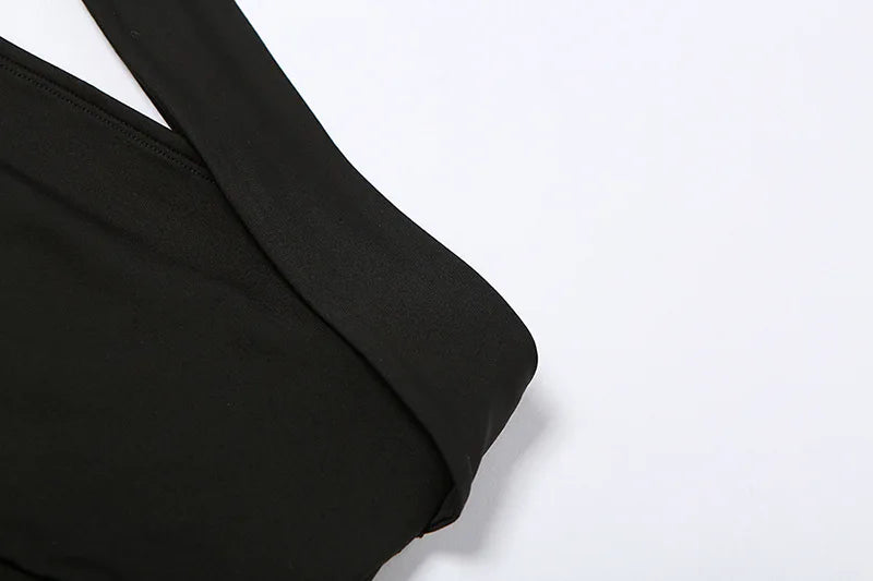 Solid Black Bodysuit Lingerie Sexy Tops For Women Club Outfit Inclined Collar Body Feminino One-pieces Hollow Out Y2k Clothes