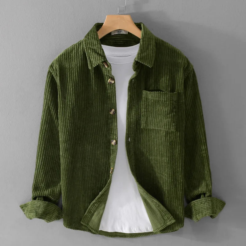 Men's Retro Corduroy Casual Shirt Jacket New Men's Corduroy Long Sleeve Shirt Jacket Casual Fashion Streetwear Lapel Coat