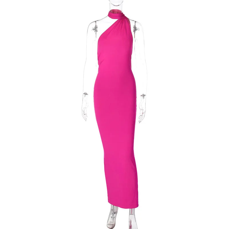 Sexy Backless Bodycon Long Dress Women's Halter Curvy Maxi Dresses Summer Evening Party Birthday Black New Summer White Burgundy