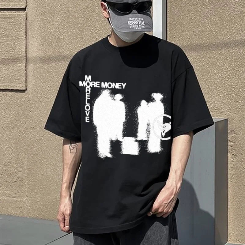 Oversized T-Shirt Men Retro Streetwear Graphic Korean Fashion Cotton Tee Harajuku Vintage Hip Hop Short Sleeve Tops Y2k Clothing