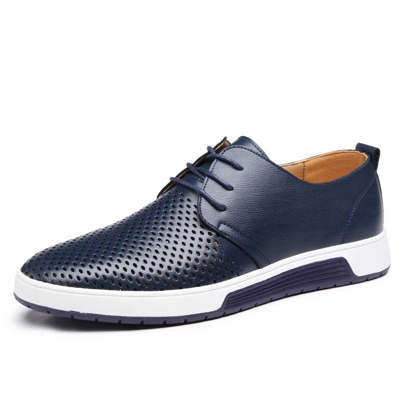 Fashion Men Casual Shoes Mesh Breathable Flat Shoes Male 2025 New Lace-Up Classic Business Leather Shoes designer Men Dress Shoe
