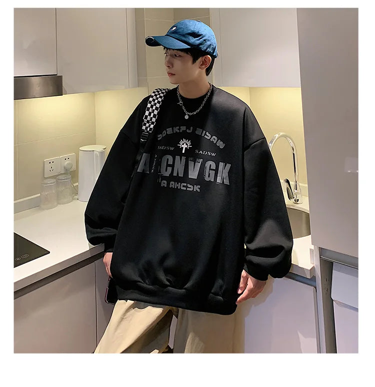 2025 Oversize Hoodies Men Fashion New Loose Pullover O-neck Youthful Vitality Letter Print Long Sleeve Streetwear Tops S-3XL