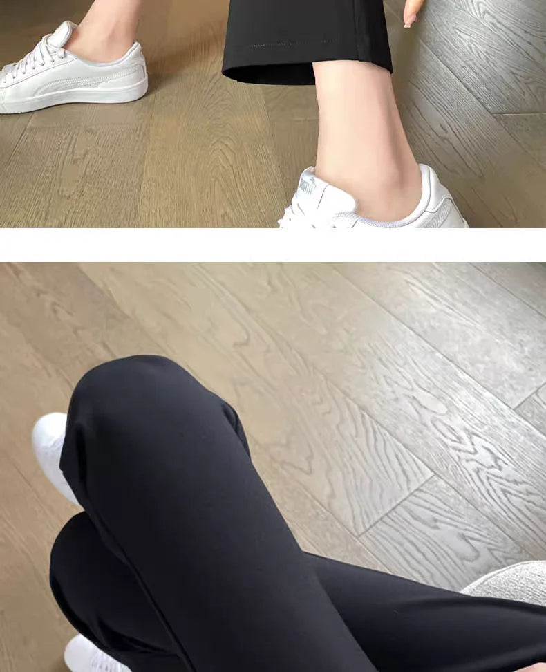 Black Boot-cut Trousers Women Spring Summer Thin New Style Cool Slim Casual Flared Trousers Small People