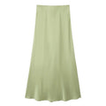 Silk Satin High Waist Slimming Casual Midi Skirt Pure Color Spring 2025 Women's Faion f-length A-line Skirt
