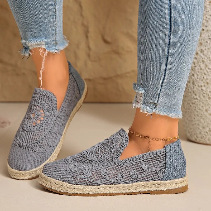 2025 New Weave Mesh Flats Shoes for Women Casual Breathable Trends Sneaker Fashion Comfort Autumn Shoes Walking Shoes