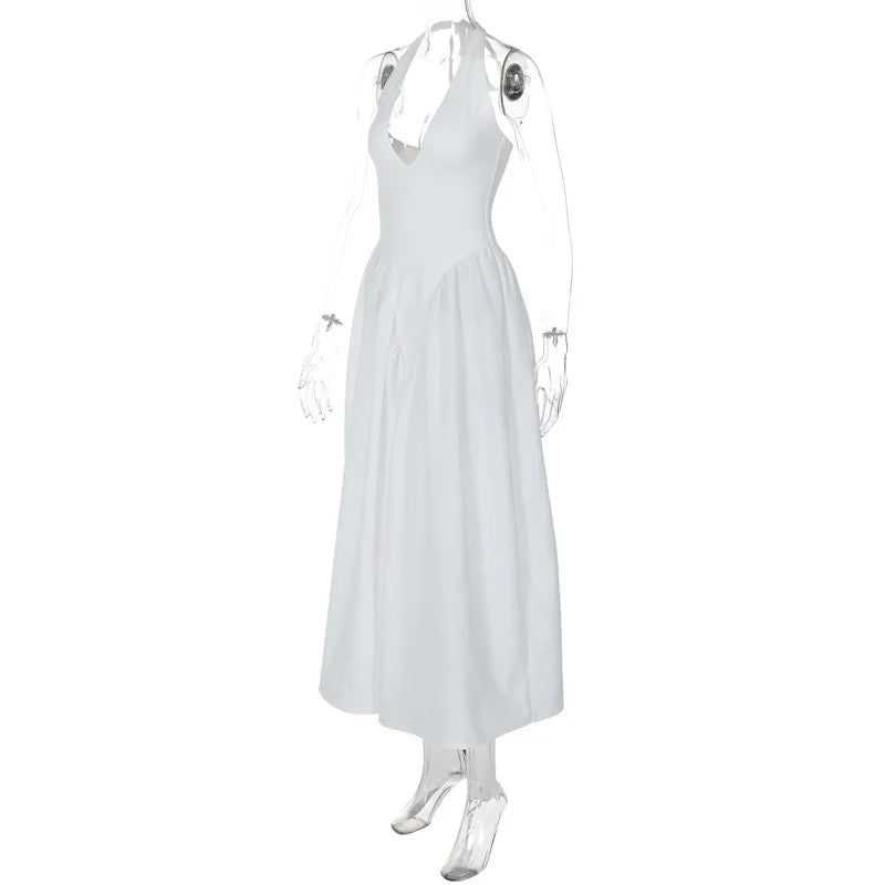Ladies Summer Evening Party New Fashion Dress Women Sleeveless Backless V-Neck Sexy Birthday  Long Dresses 2025 Woman Streetwear