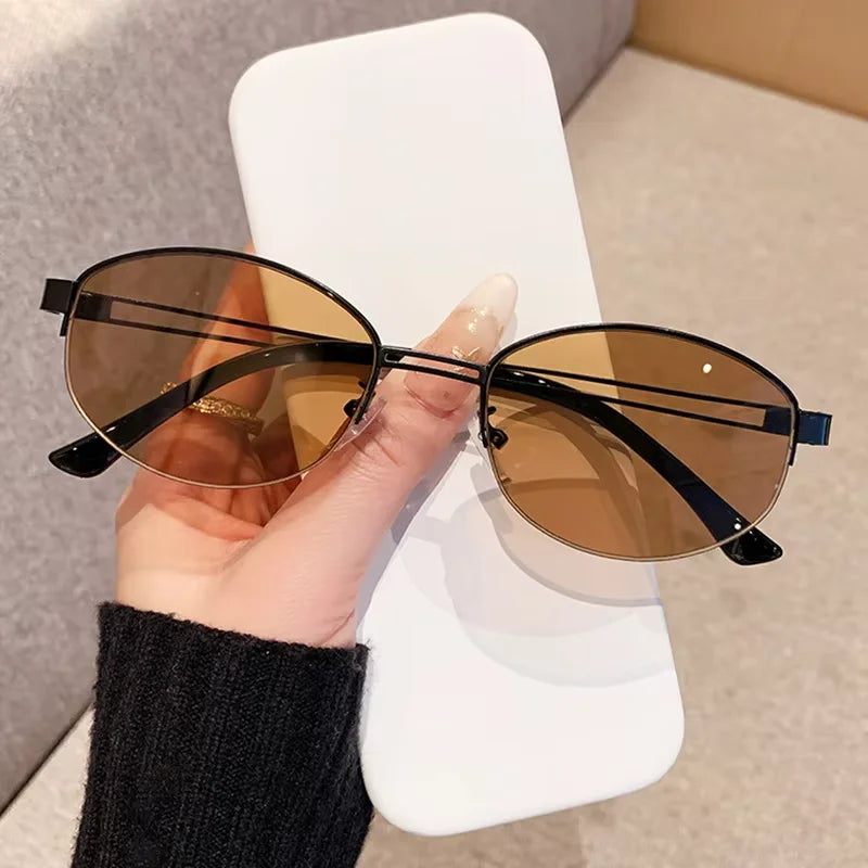 Glasses for Woman, Man Sunglasses – Oval Metal Frame UV400 Sunglasses, Fashionable Outdoor Sun Glasses