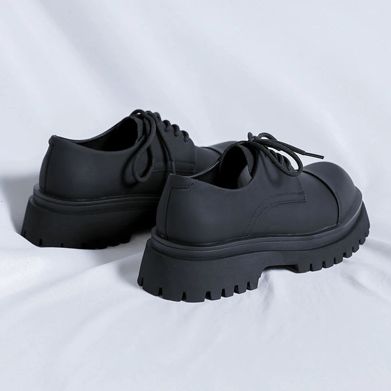 New Shoes Thick Sole Japan Korean Streetwear Casual Leather Shoes For Man Business Fashion Vintage Hipster Wedding Leather Shoe
