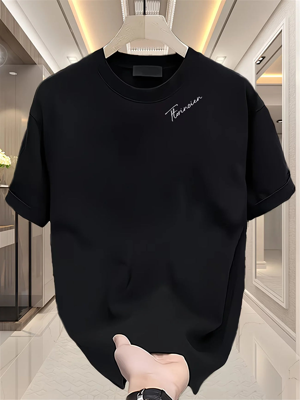 Men Oversized Minimal Vertical Stripes T Shirt 100% Cotton Chest Small Graphic Tees Basic Casual Streetwear Unisex Tops