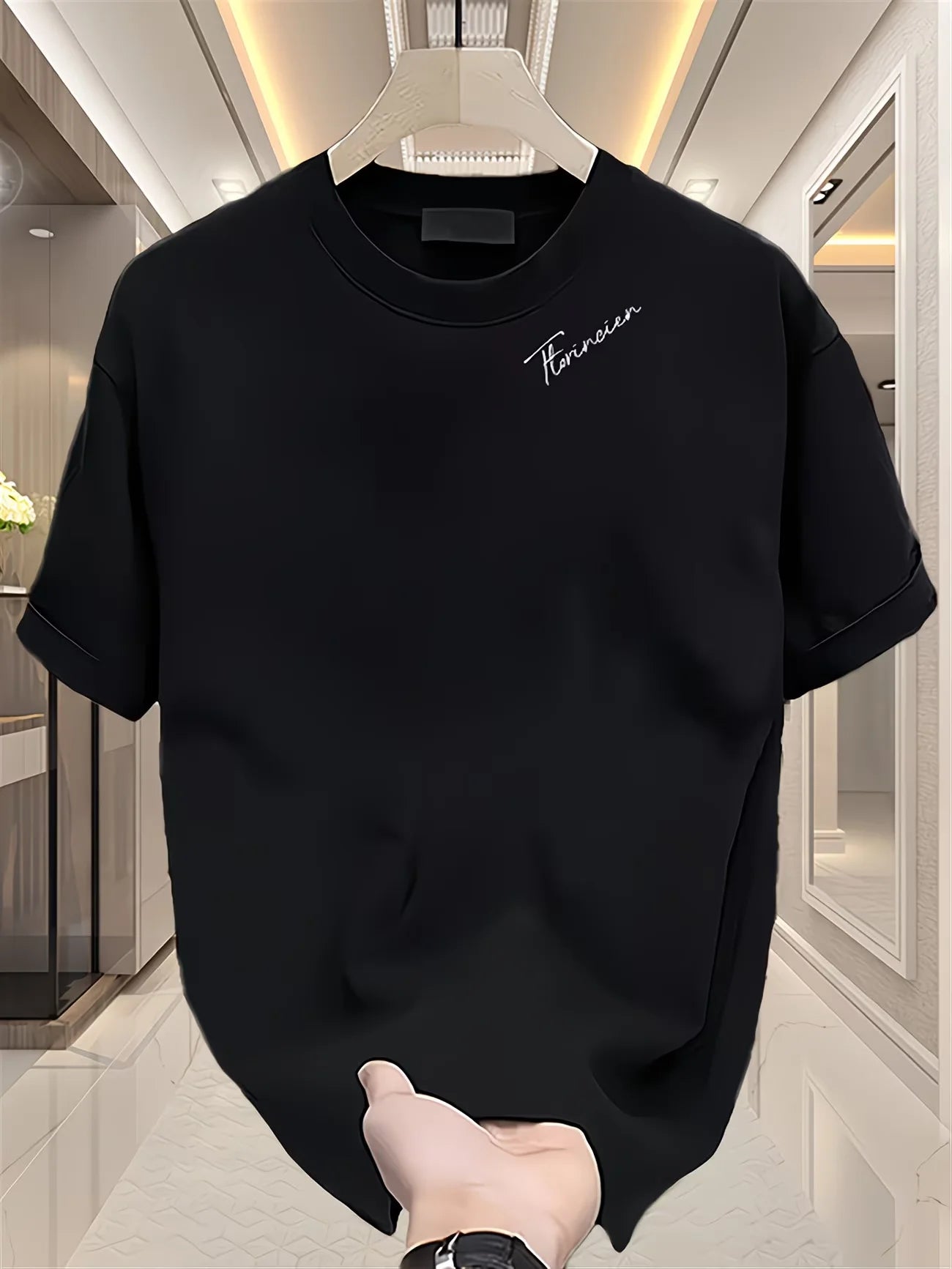 Men Oversized Minimal Vertical Stripes T Shirt 100% Cotton Chest Small Graphic Tees Basic Casual Streetwear Unisex Tops