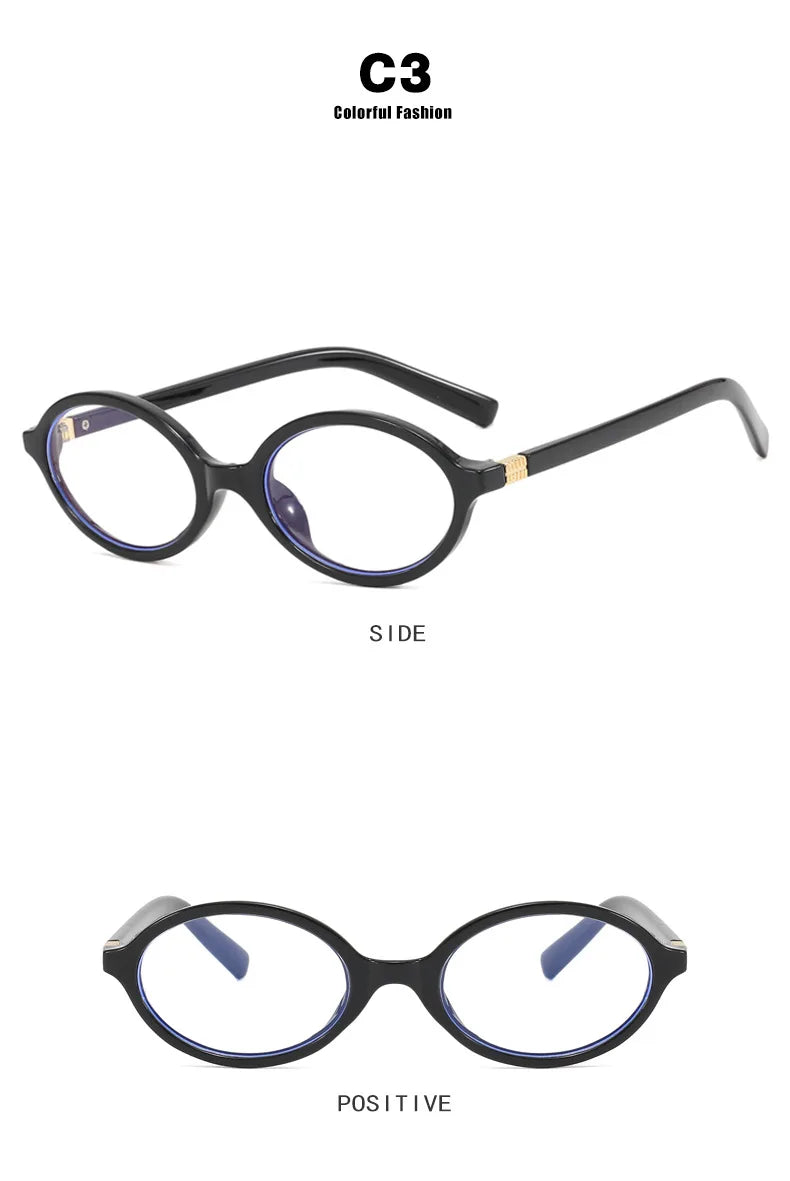 Glasses Frame Nerd Oval Student Anti-Blue Light Small Frame Myopia Prescription Glasses Photochromic Glasses