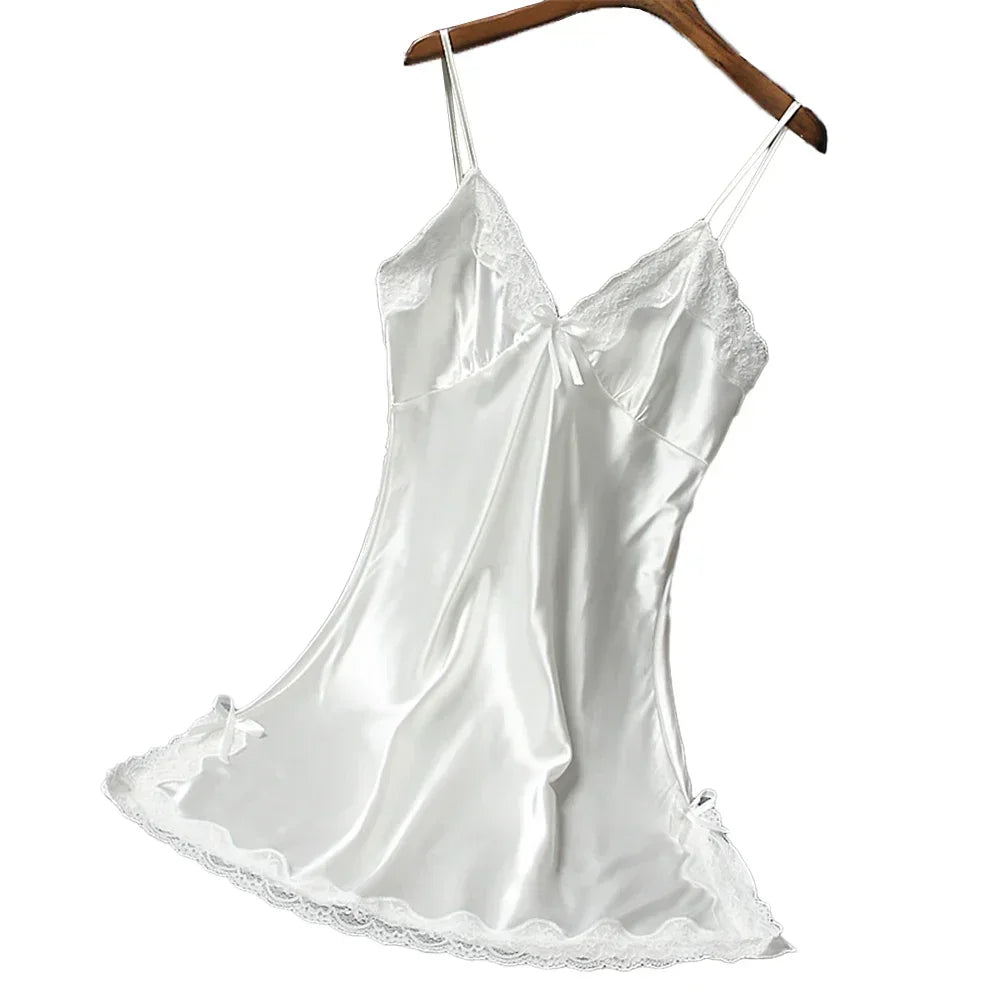 Ladies Wrap Dress Women Nightwear Breathable Lightweight Lingerie Sleepwear Nightdress Robe Satin Soft Fashion