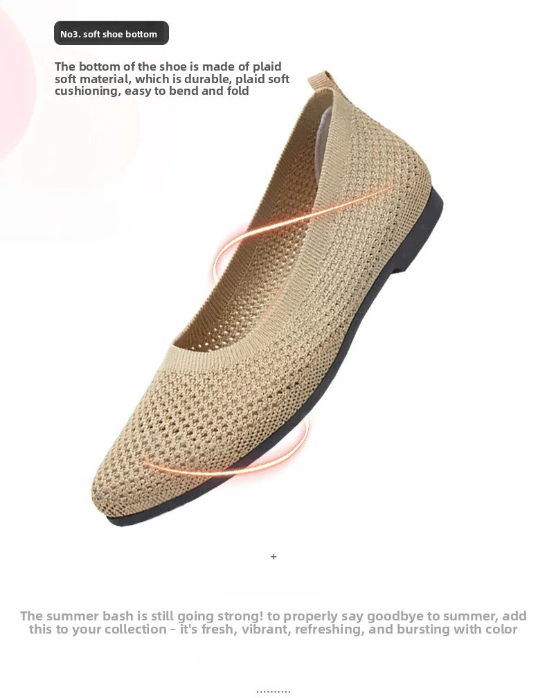 2025 Spring Breathable Mesh Flats Shoes for Women Comfortable Slip on Casual Shoes Woman Lightweight Soft Bottom Loafers