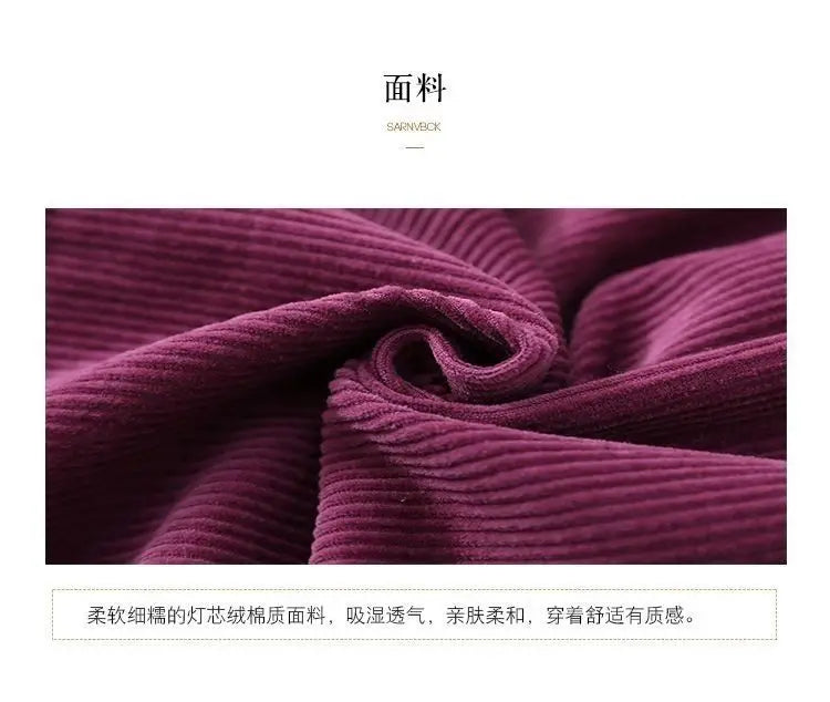 Corduroy Jacket Women's Shirt Spring Autumn New style Retro Long sleeved Loose Korean version High-end Lady Short Windbreaker