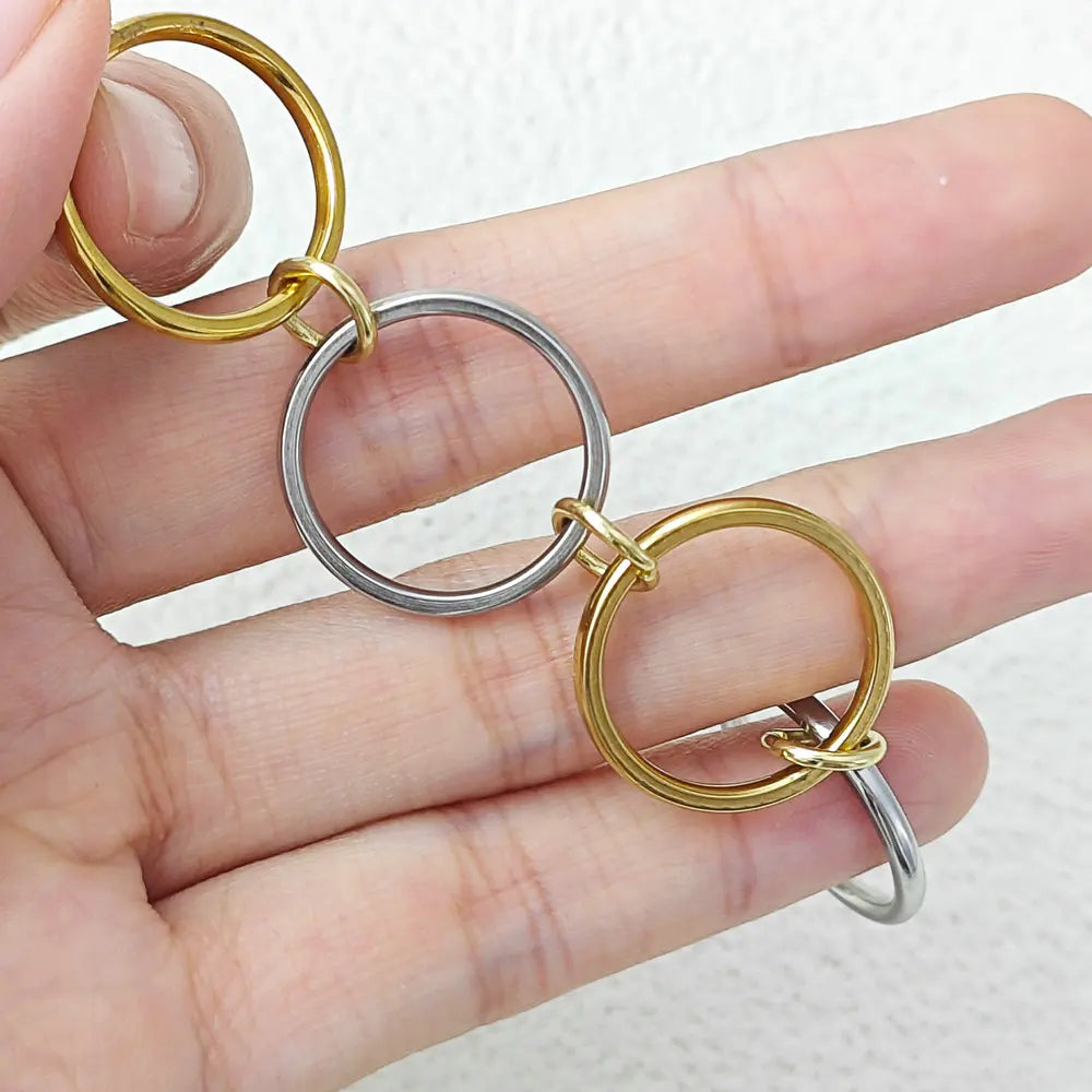Stainless Steel Stack Rings Kit For Women Simple Four-pieces Link Chain Spinelli Ring Designer T Show Cocktail Party Jewelry