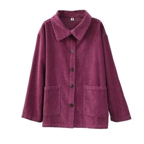Corduroy Jacket Women's Shirt Spring Autumn New style Retro Long sleeved Loose Korean version High-end Lady Short Windbreaker