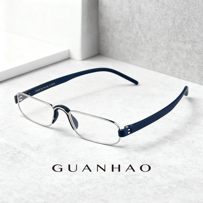 Guanhao Transparent Optical Men Reading Glasses Clear Women Presbyopia Hyperopia Reading Glasses Frame Alloy Ultralight HD View