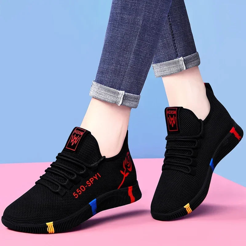 Tenis Feminino 2026 Women's Woven Shoes Air Mesh Light Soft Sneakers Female Flats Platform Lace Up Casual Shoes Basket Femme