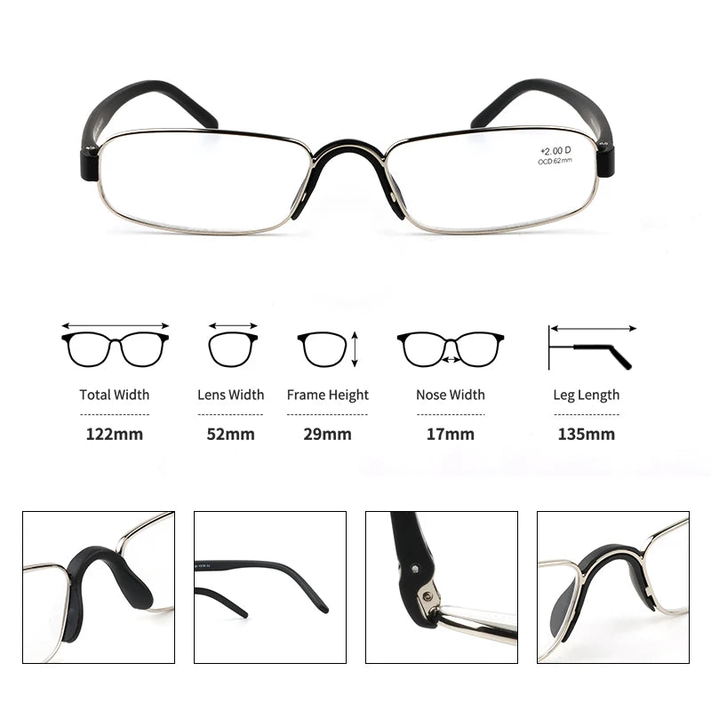 Guanhao Transparent Optical Men Reading Glasses Clear Women Presbyopia Hyperopia Reading Glasses Frame Alloy Ultralight HD View