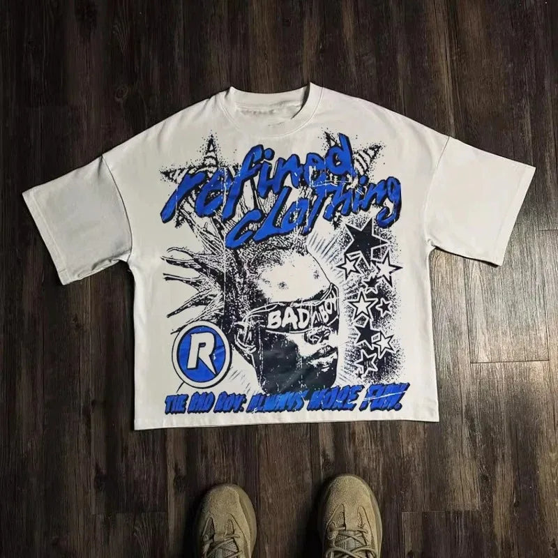 Graphic T-shirt Men Women Vintage Top Hip Hop Streetwear Oversized Tshirt Short Sleeve Casual Clothing Summer Fashion Trendy Tee