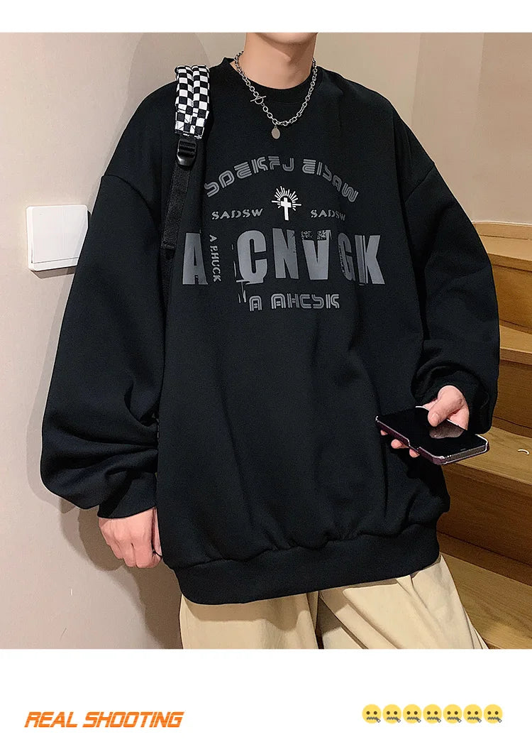 2025 Oversize Hoodies Men Fashion New Loose Pullover O-neck Youthful Vitality Letter Print Long Sleeve Streetwear Tops S-3XL