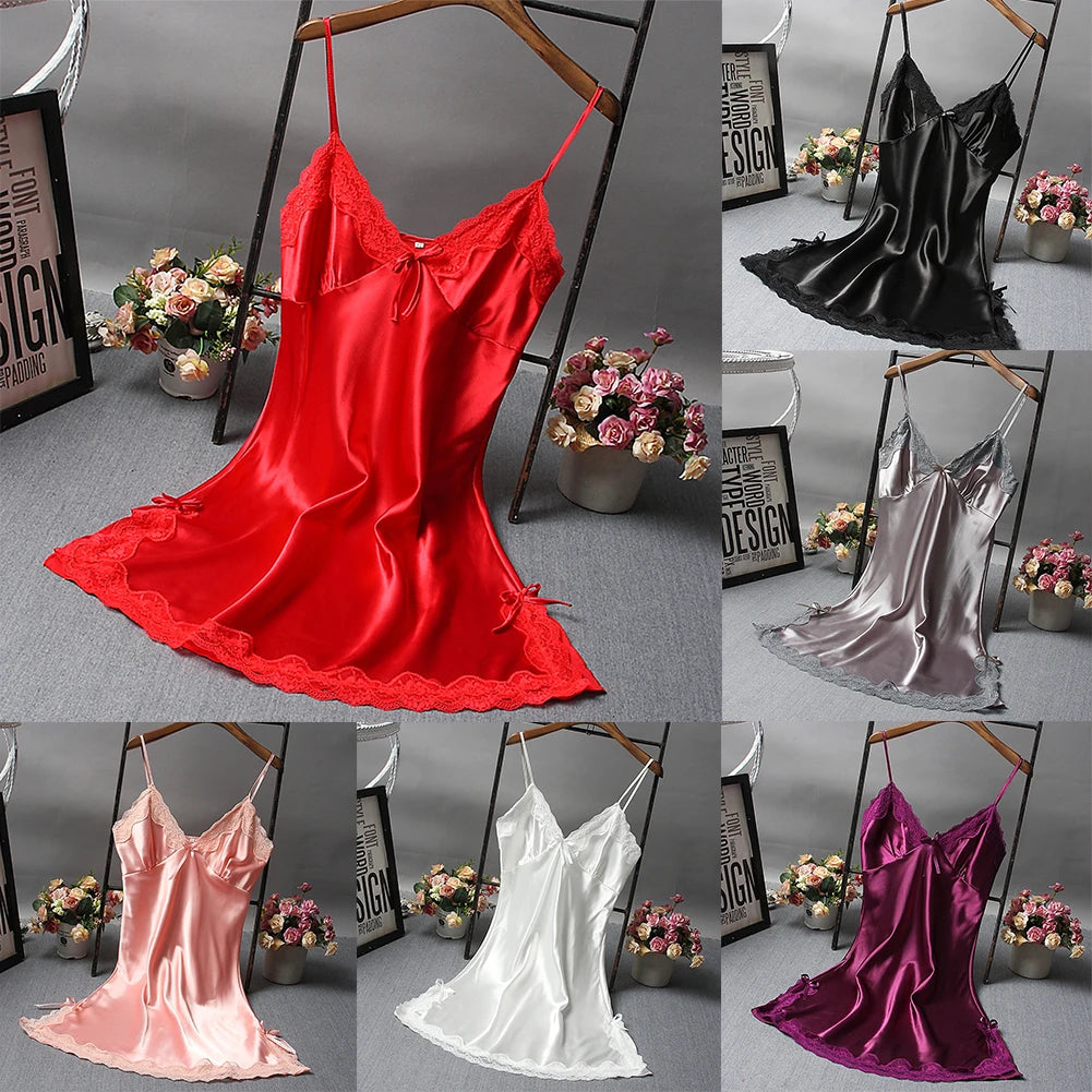 Ladies Wrap Dress Women Nightwear Breathable Lightweight Lingerie Sleepwear Nightdress Robe Satin Soft Fashion