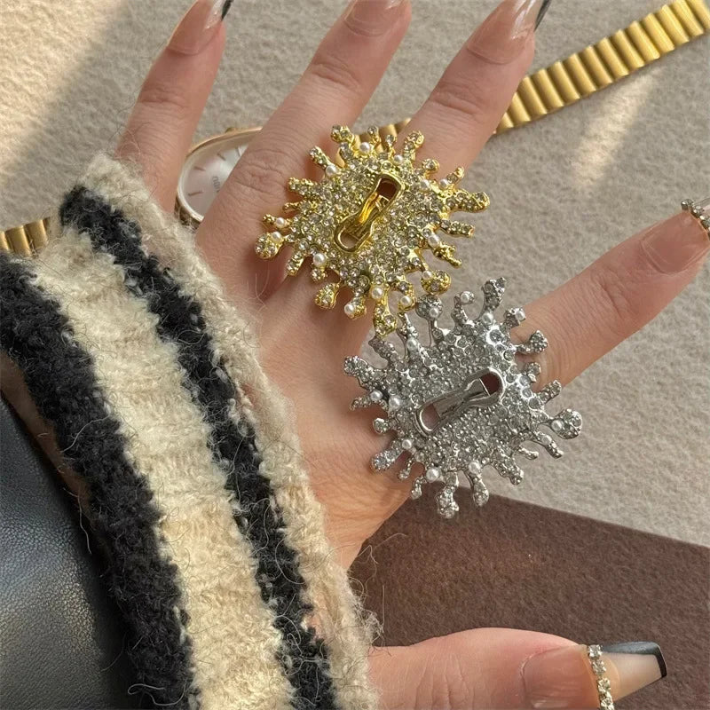 Metal Square Crystal Stacked Rings