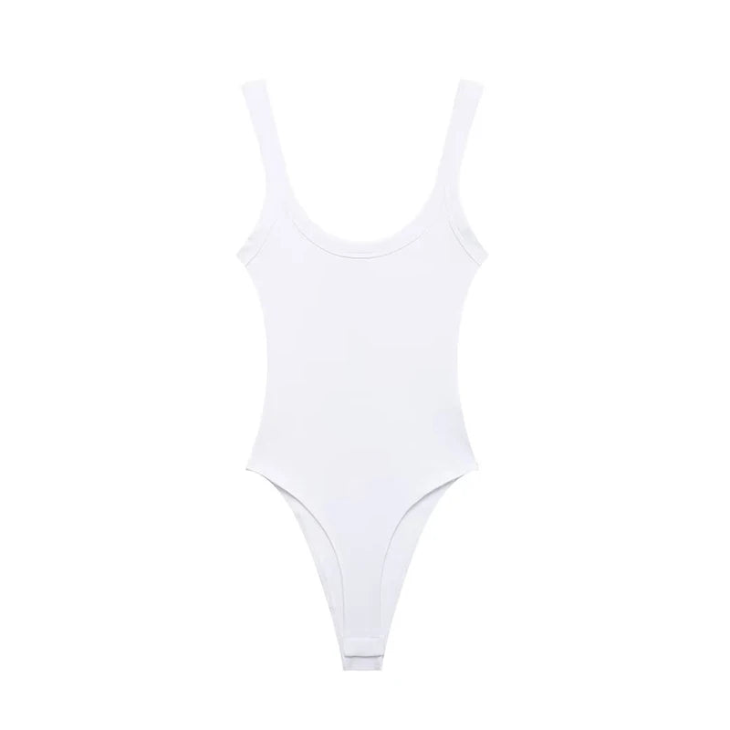 Skinny Ribbed Bodysuits for Women, O Neck, Straps, Snap-Button, Female Playsuits, Sexy Fashion