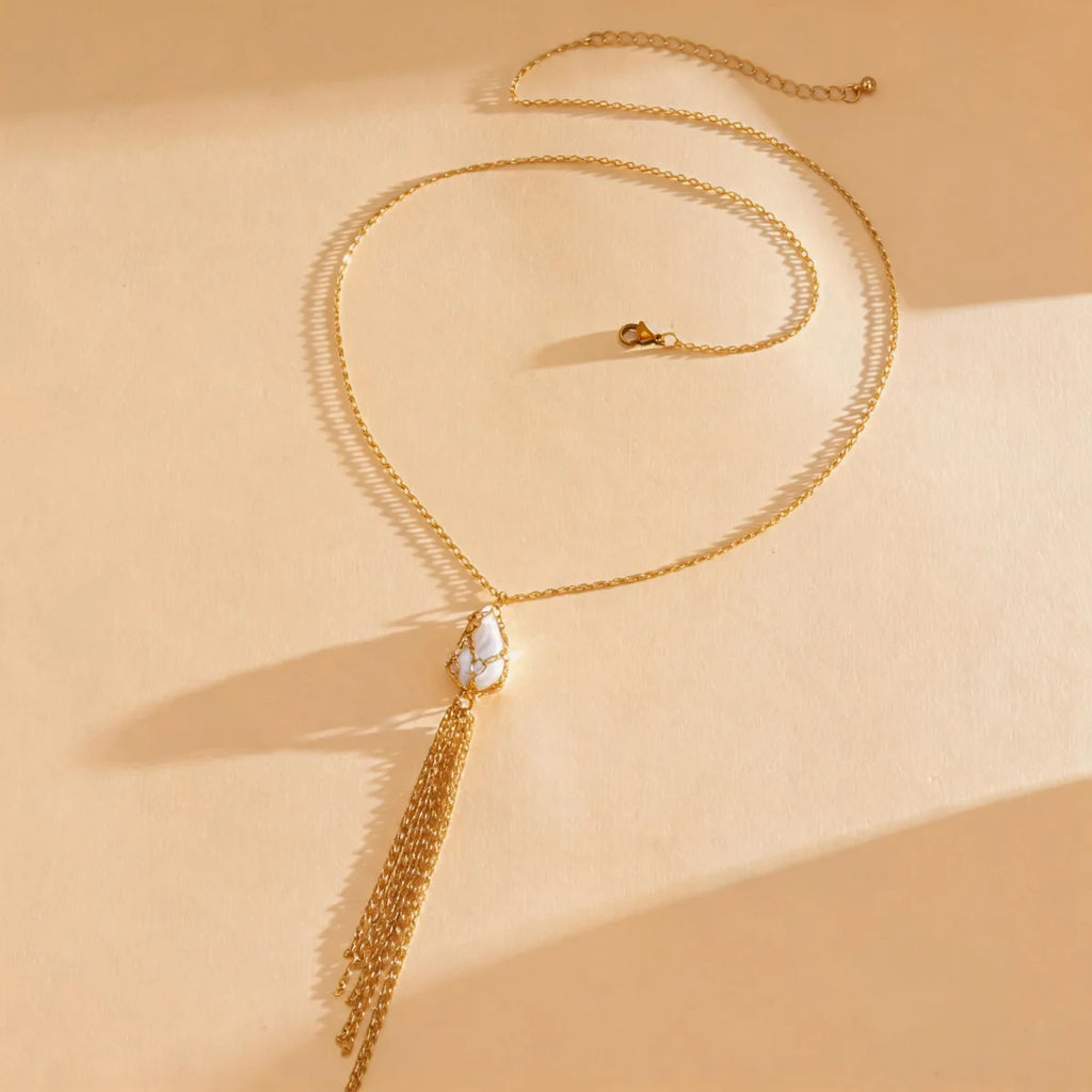 DOO MEI Baroque Pearl Pendnat Necklaces Multi-layer Long Chains Necklace Minimalist Imitation Pearl Tassel Necklace Punk Jewelry