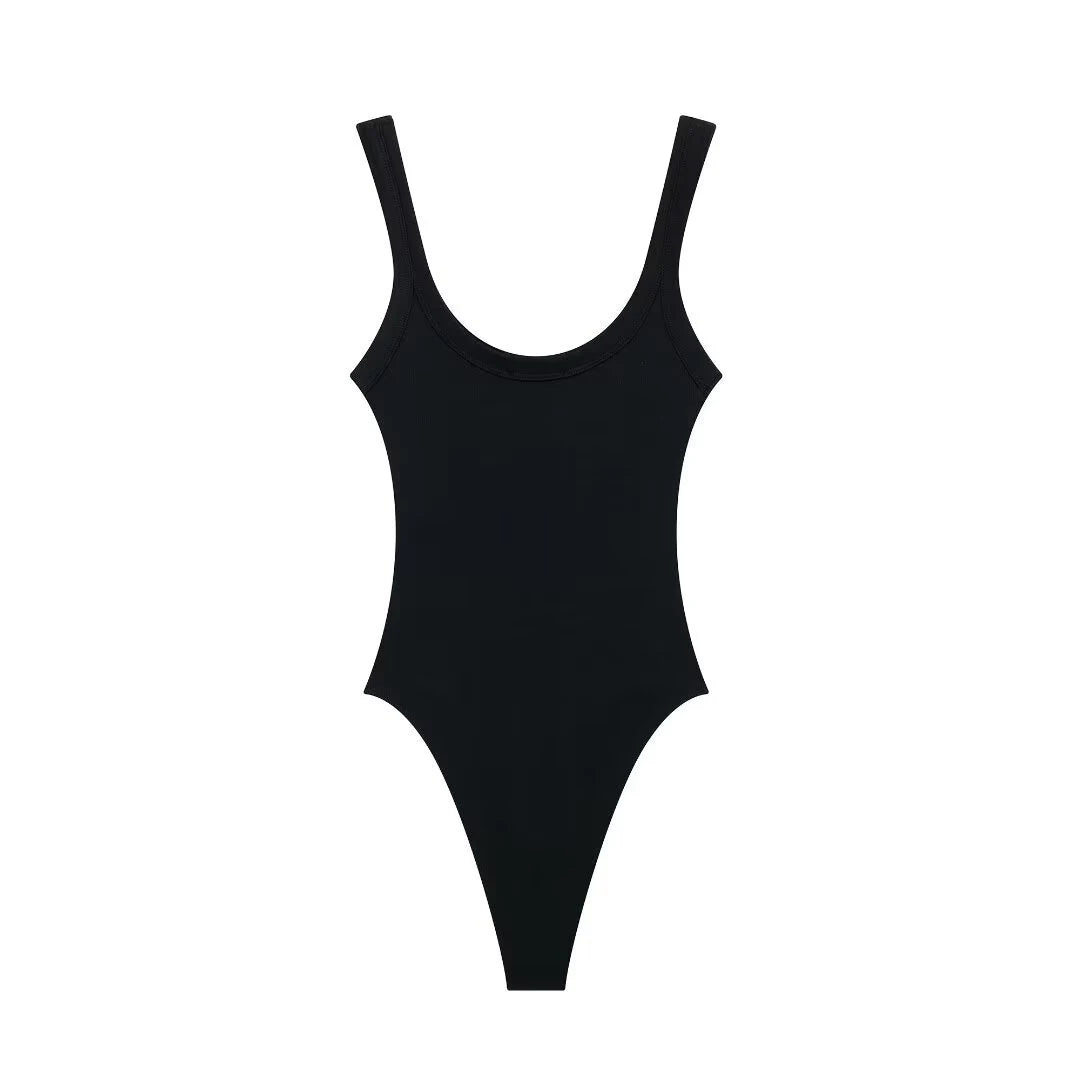 Skinny Ribbed Bodysuits for Women, O Neck, Straps, Snap-Button, Female Playsuits, Sexy Fashion