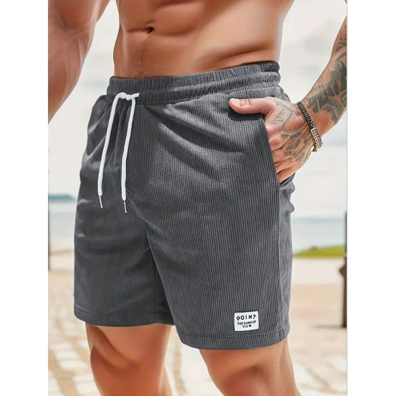 Men's Corduroy Shorts Summer Casual Sports Pants Minimalist Streetwear Elastic Waist Quick Dry Outdoor Shorts