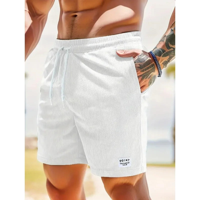 Men's Corduroy Shorts Summer Casual Sports Pants Minimalist Streetwear Elastic Waist Quick Dry Outdoor Shorts