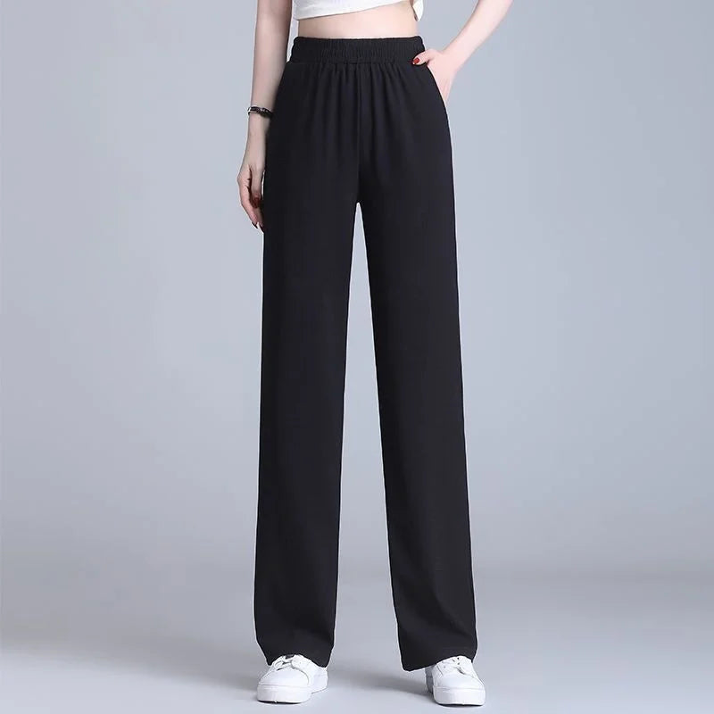 Trousers Womens Striped Knit Trousers High Waist Urban Look Everyday Spring Casual Pants Chic Comfort Fashion Streetwear 2025