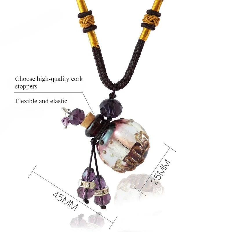Baroque Aromatherapy Essential Oil Bottle Geometric Pendants Glazed Women Fashion Fried Dough Twists Chain Necklace Jewelry